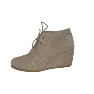 Toms | Desert Shoe | Low Wedge Lace-Up Bootie | Tan | Women's 8